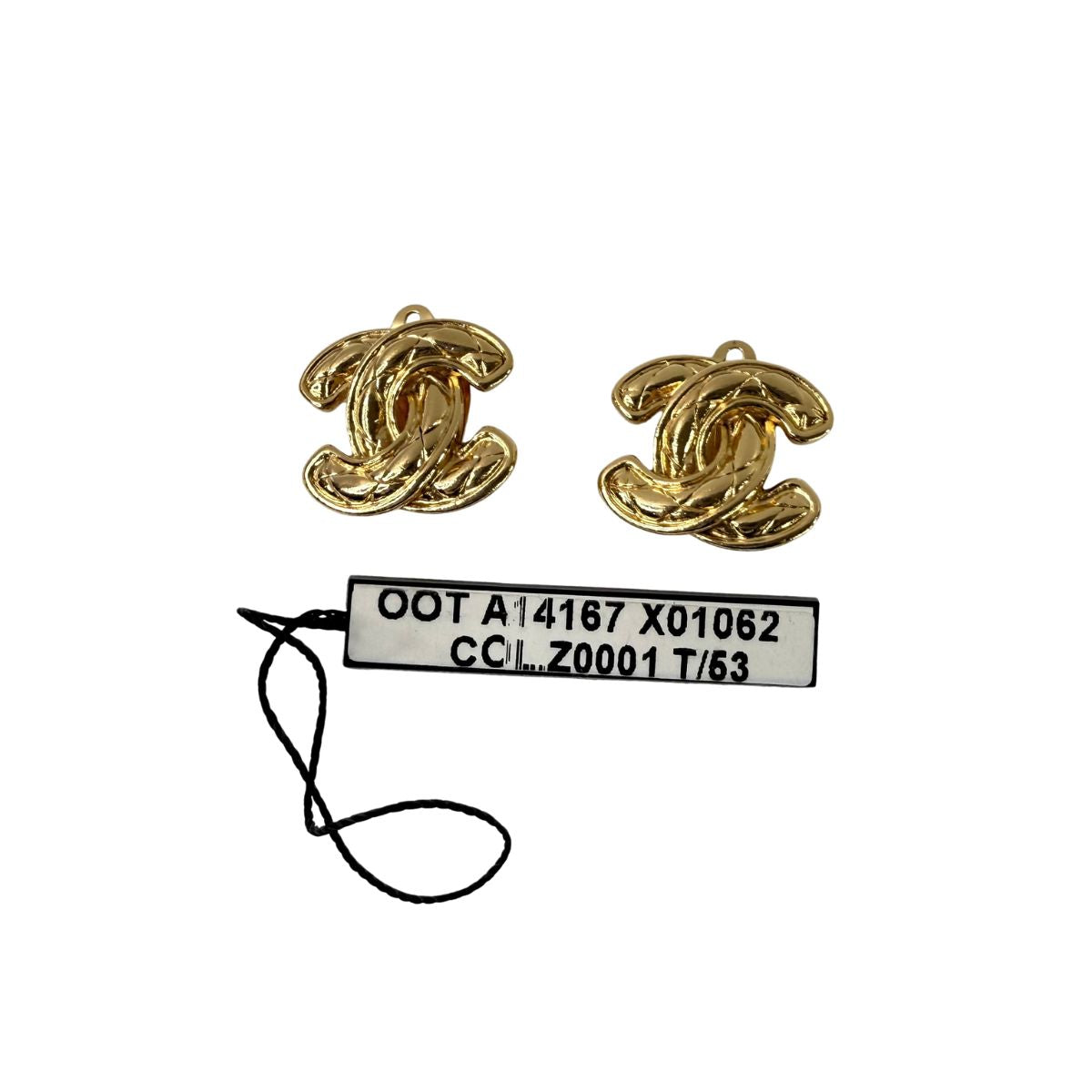 Chanel Matelassé Coco Mark Gold Metal Earrings
