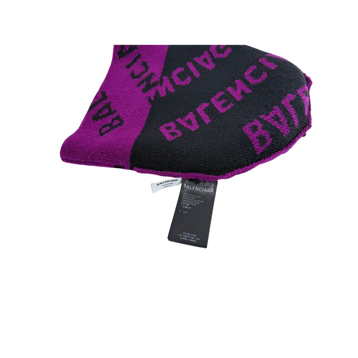 Balenciaga All Over Logo Knit Pink Black Beanie Hat