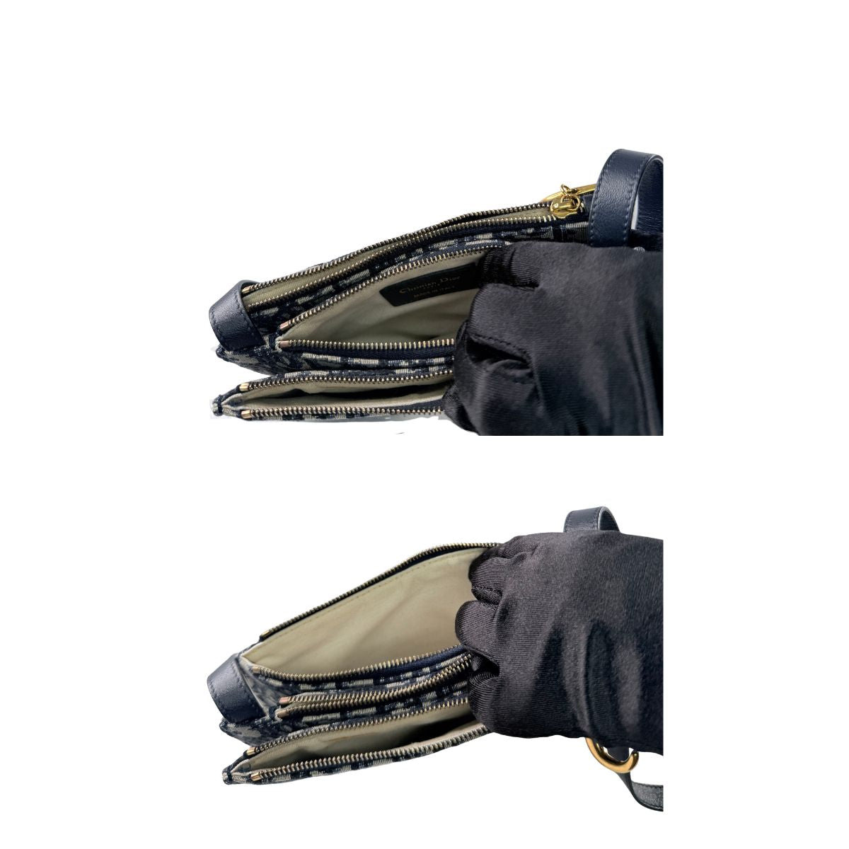 Christian Dior Oblique Saddle Trio Pouch Navy Canvas Crossbody Bag