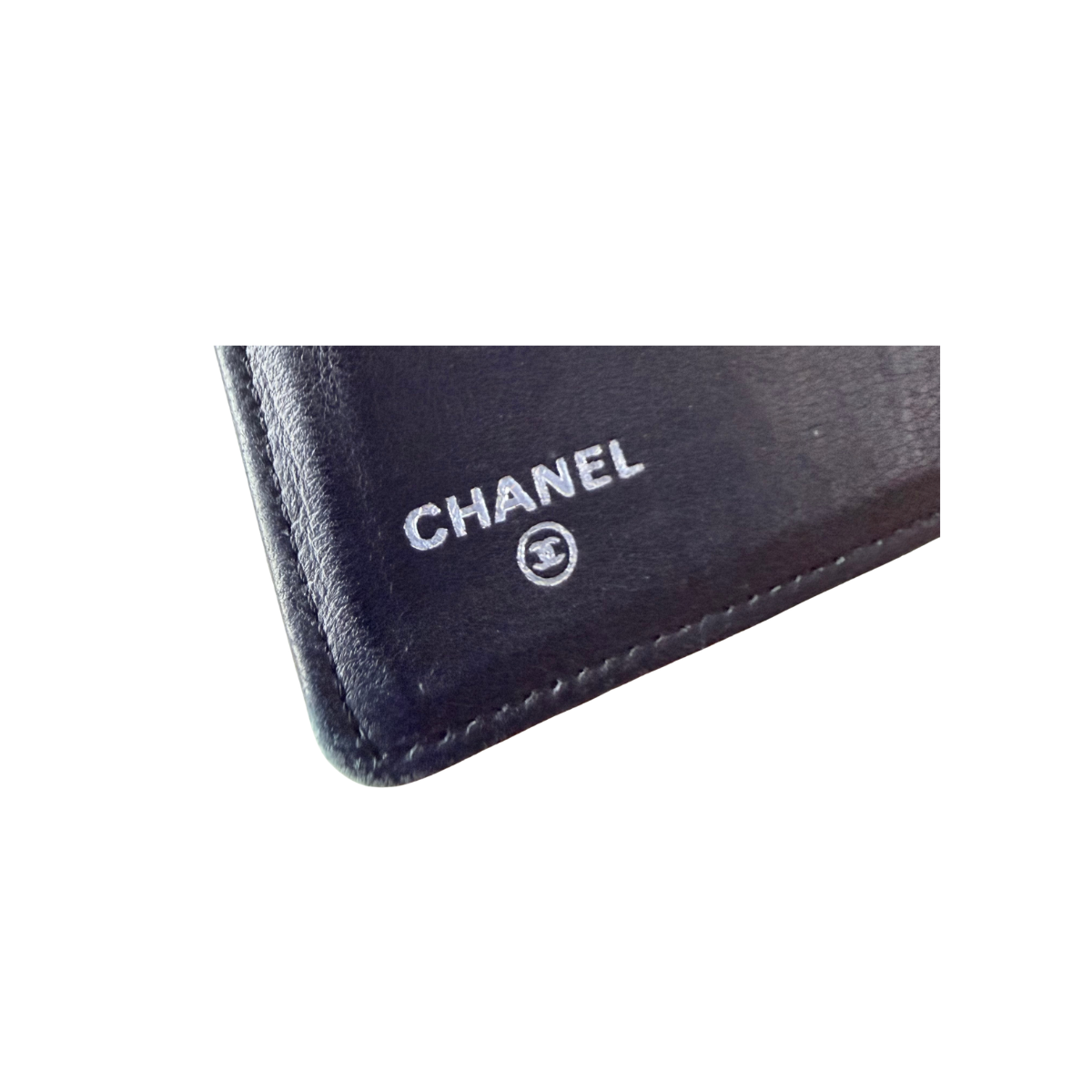 CHANEL Camellia Embossed Black Leather Long Wallet