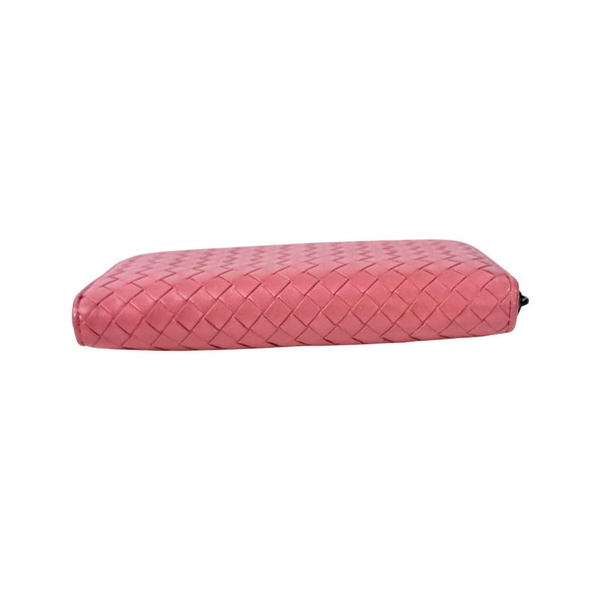 Bottega Veneta Intrecciato Pink Leather Zip Around Wallet