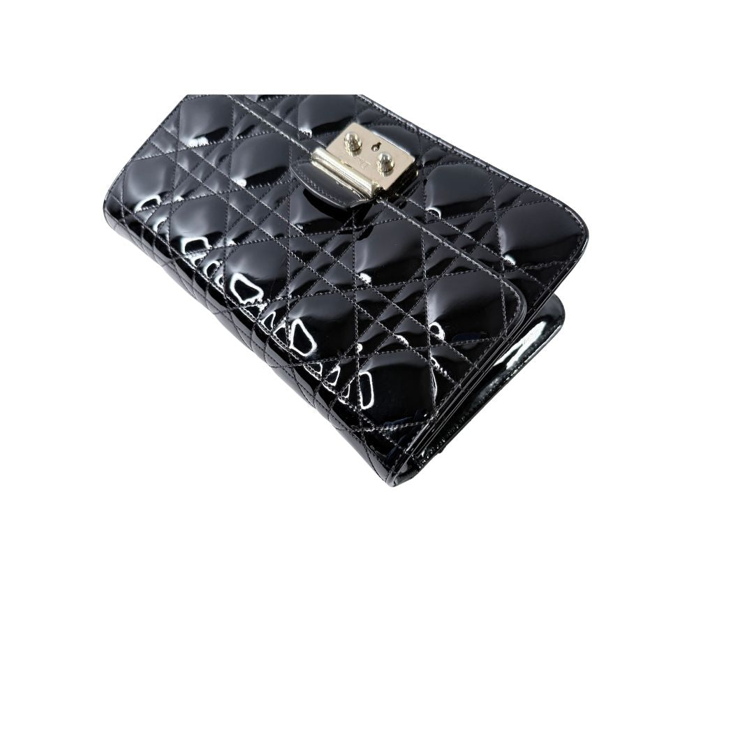 Christian Dior Miss Dior Promenade Patent Leather Black Wallet on Chain Bag