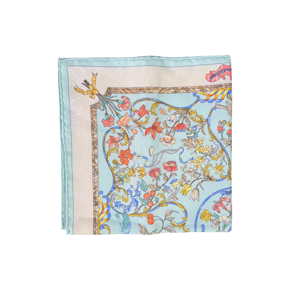 Hermès Carré 45 Pierres d'Orient et d'Occident Silk Scarf Blue Multicolor