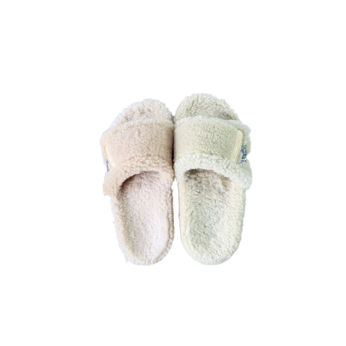 Golden Goose Poolstar Shearling Beige Silver Slide Sandals