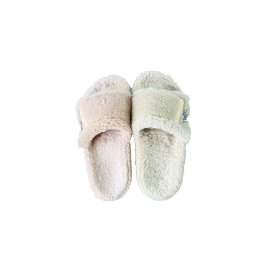 Golden Goose Poolstar Shearling Beige Silver Slide Sandals