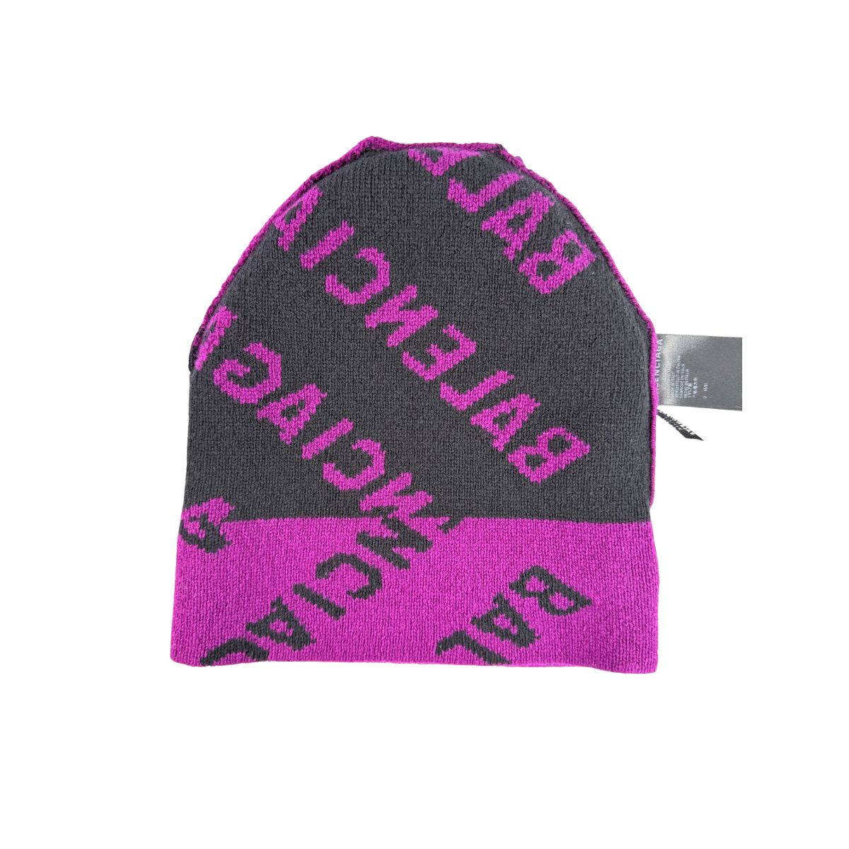 Balenciaga All Over Logo Knit Pink Black Beanie Hat
