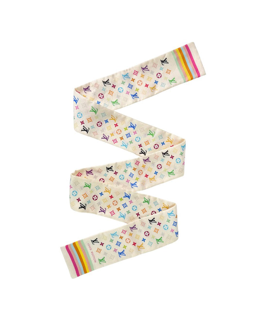Louis Vuitton x Takashi Murakami Monogram Multicolor Silk Bandeau Scarf