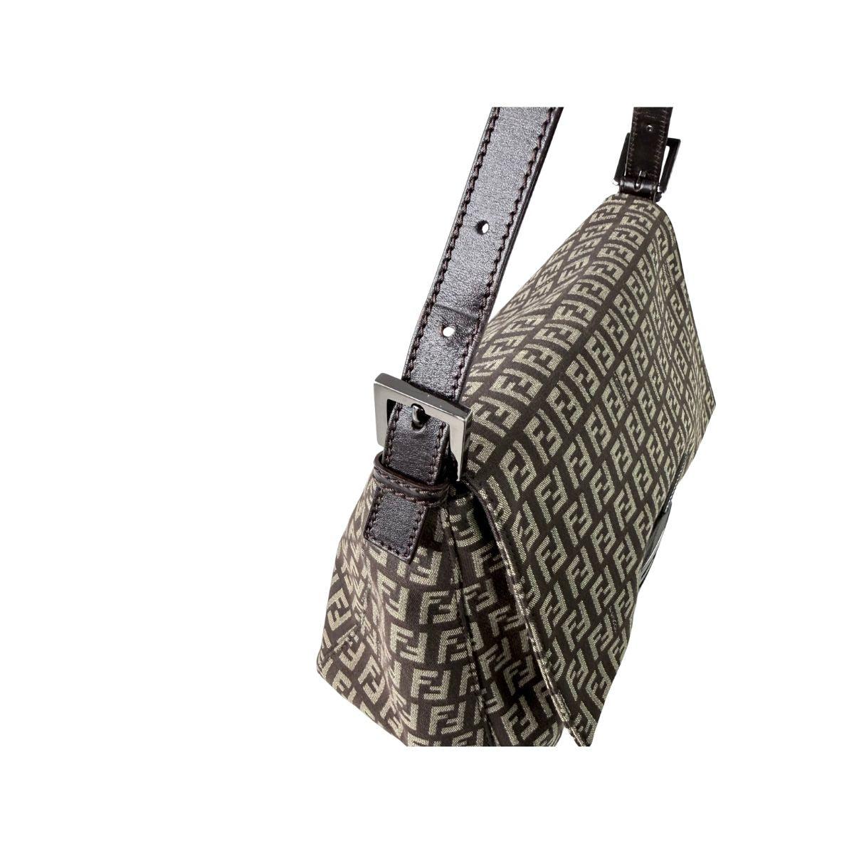 Fendi Zucca Baguette Shoulder Bag Brown FF Logo