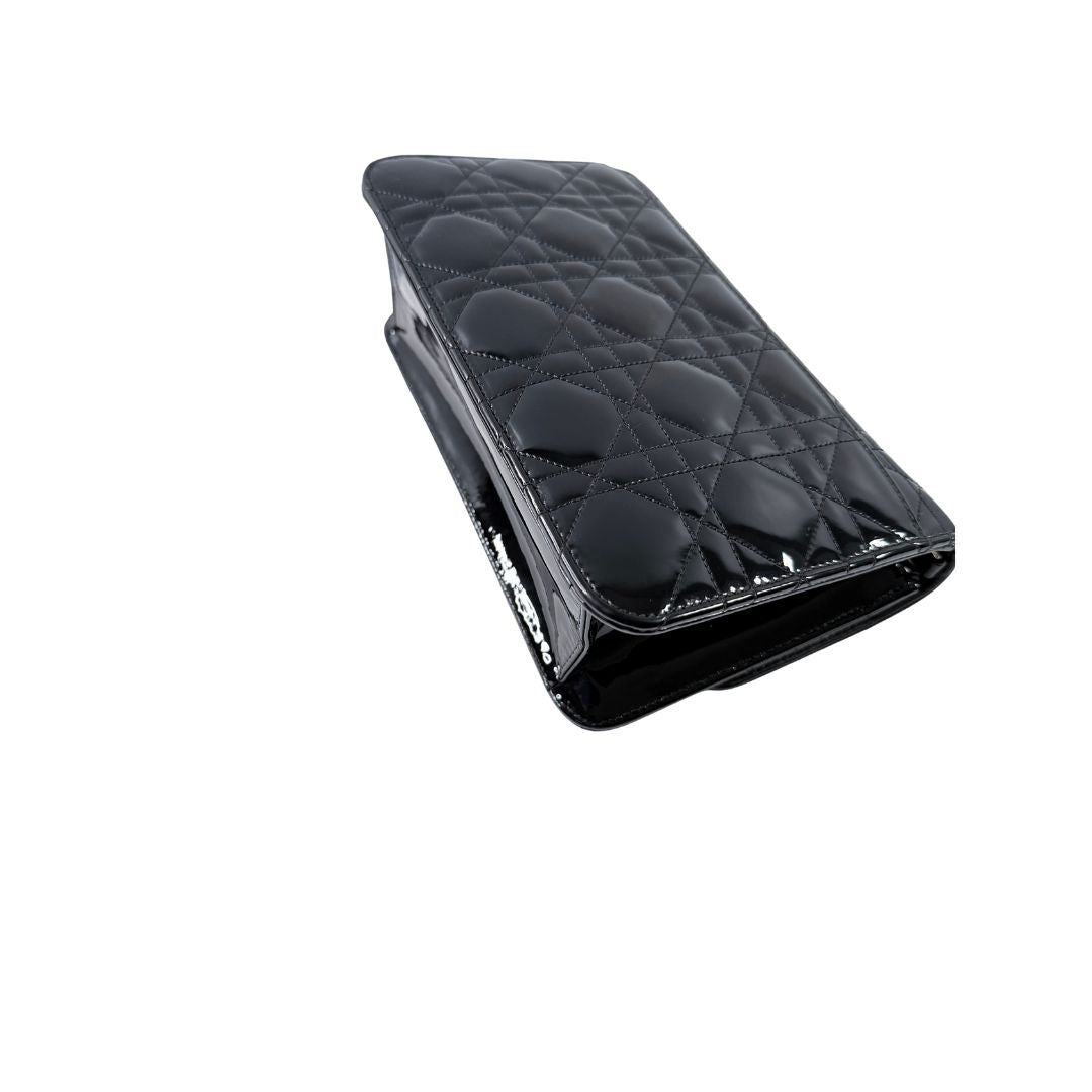 Christian Dior Miss Dior Promenade Patent Leather Black Wallet on Chain Bag