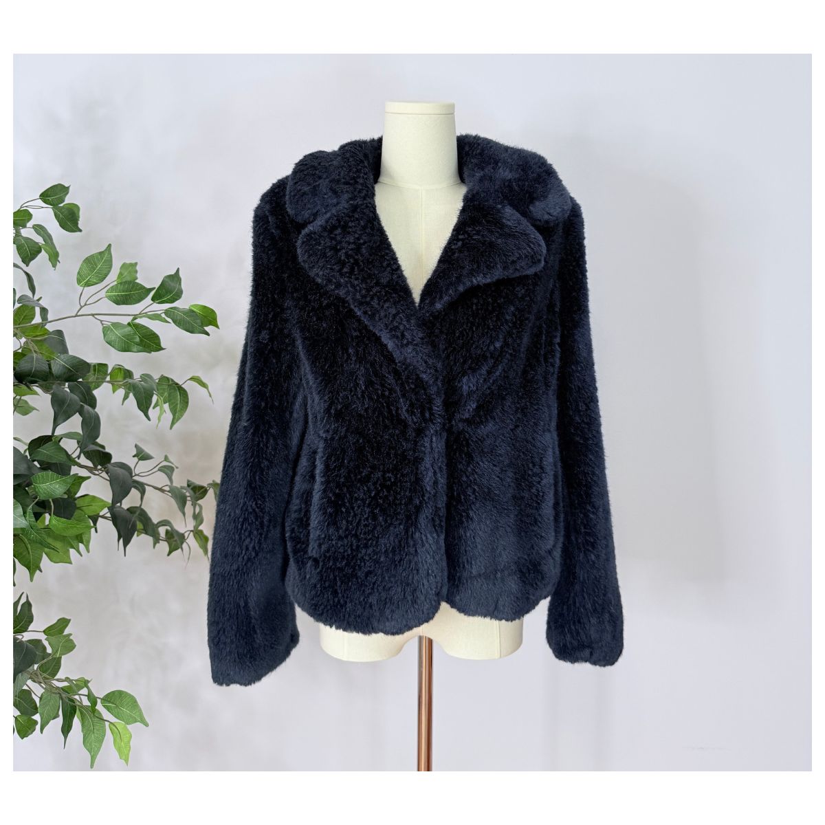 REISS Luxe Faux Fur Black Jacket