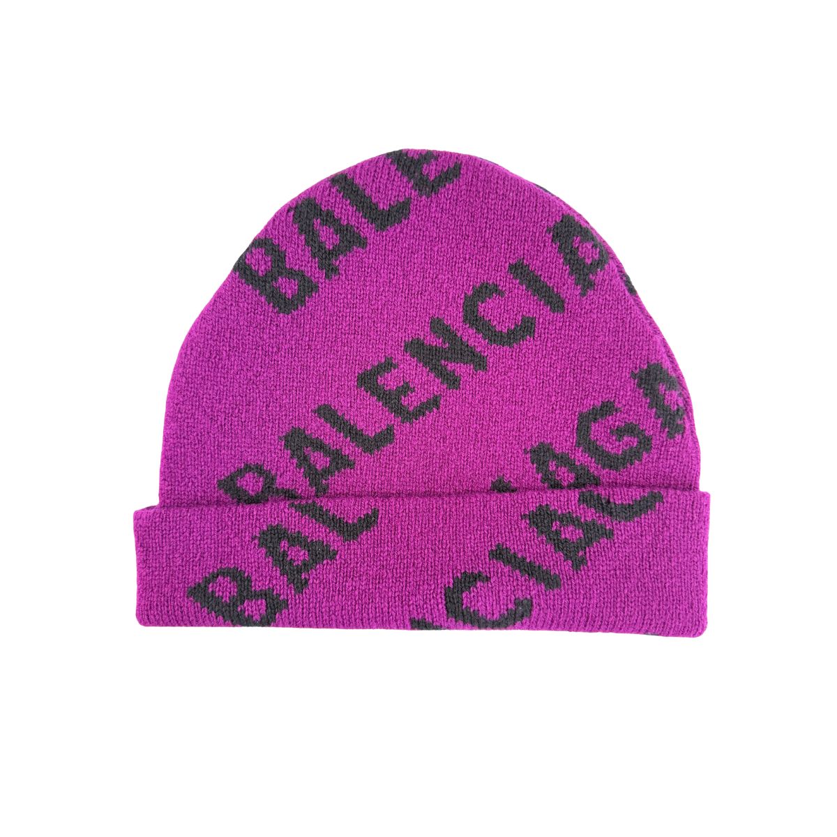 Balenciaga All Over Logo Knit Pink Black Beanie Hat