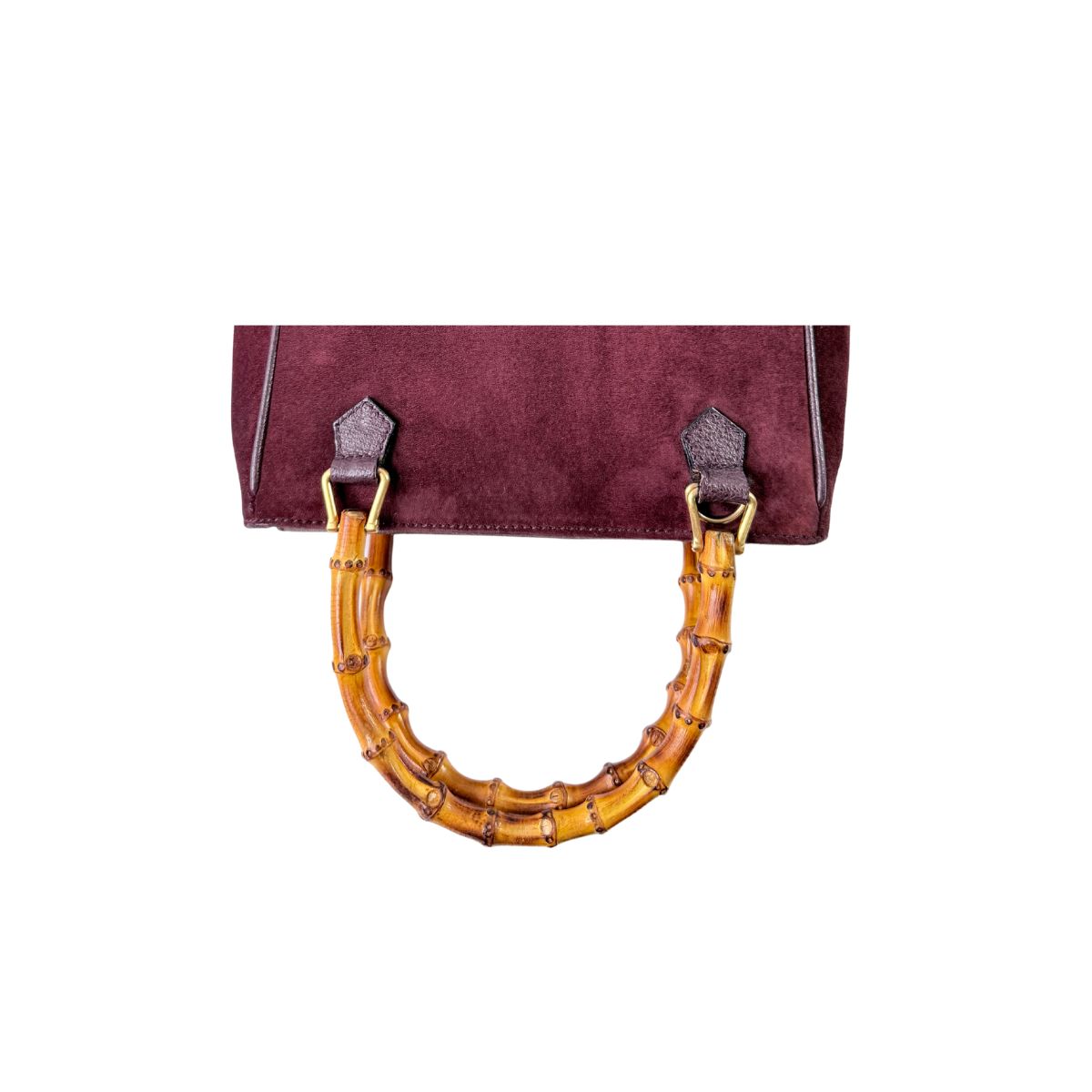 Gucci Bamboo Top Handle Burgundy Suede Leather Bag