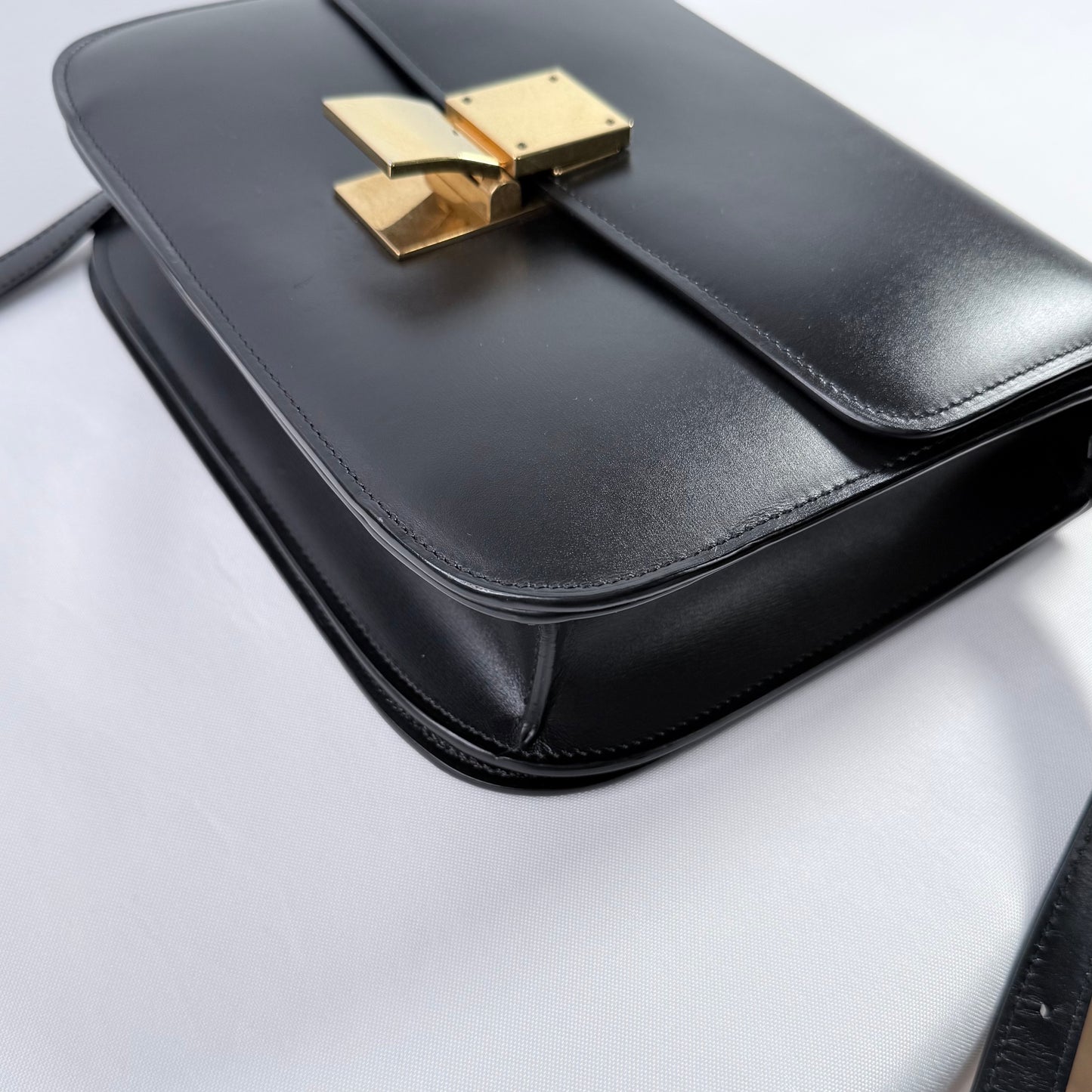 Celine Classic Smooth Calfskin Black Medium Box Bag