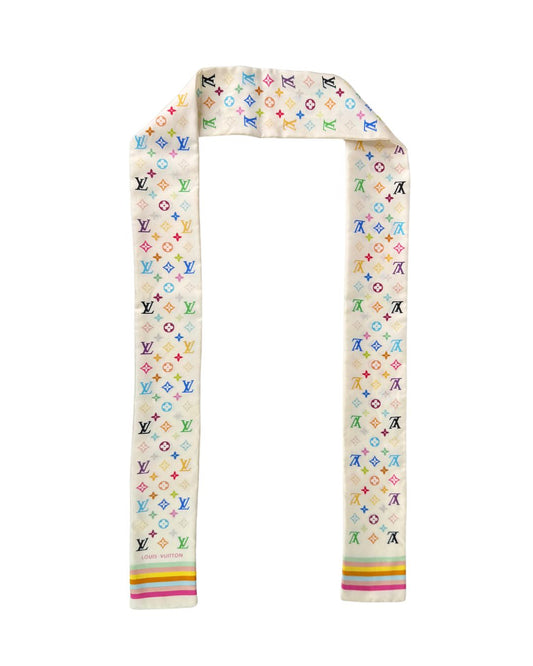 Louis Vuitton x Takashi Murakami Monogram Multicolor Silk Bandeau Scarf