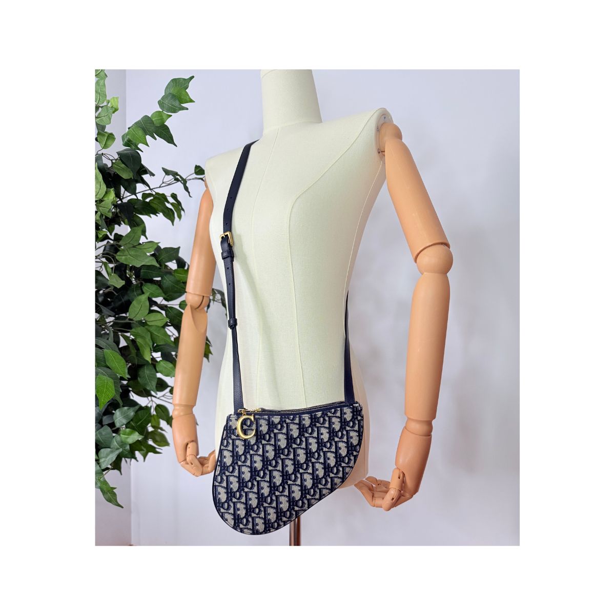 Christian Dior Oblique Saddle Trio Pouch Navy Canvas Crossbody Bag