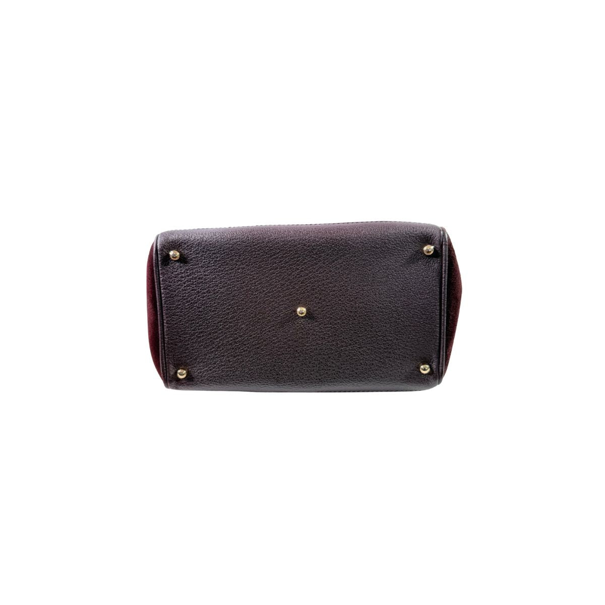 Gucci Bamboo Top Handle Burgundy Suede Leather Bag