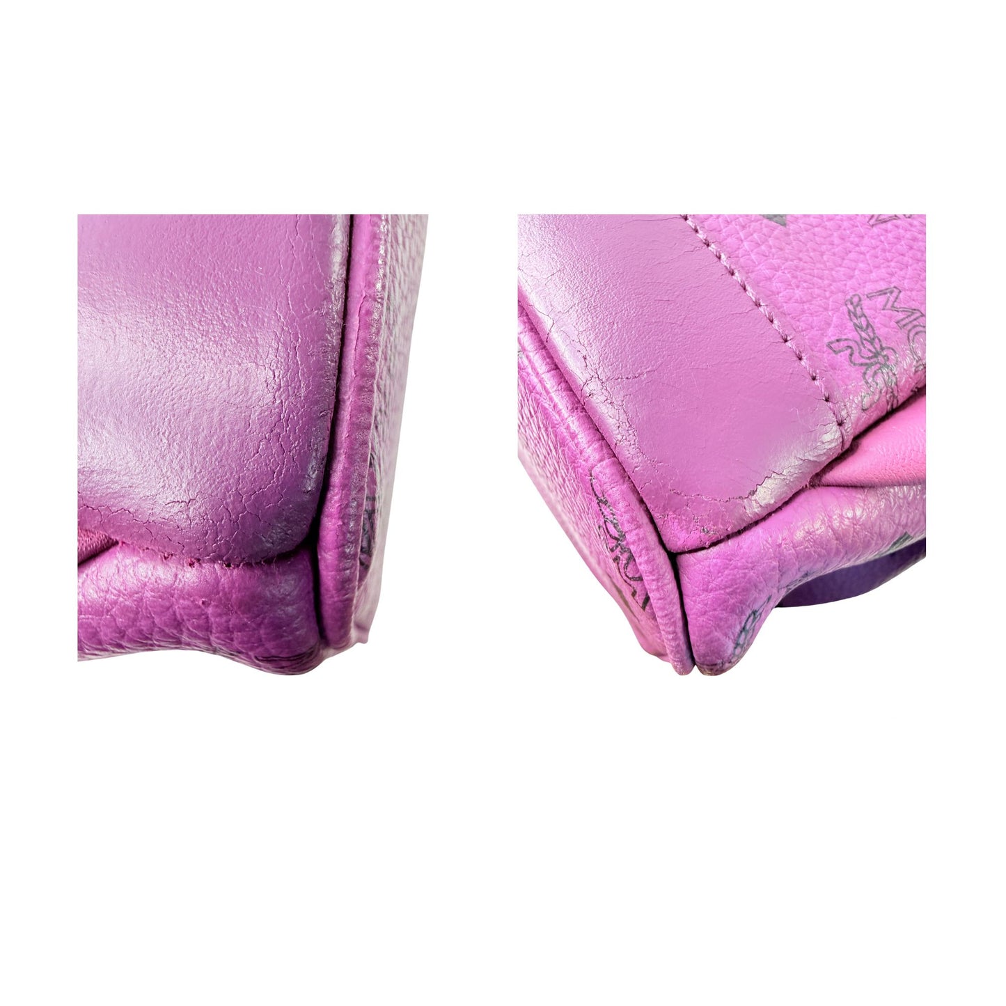 MCM Stark Visetos Purple Leather Backpack