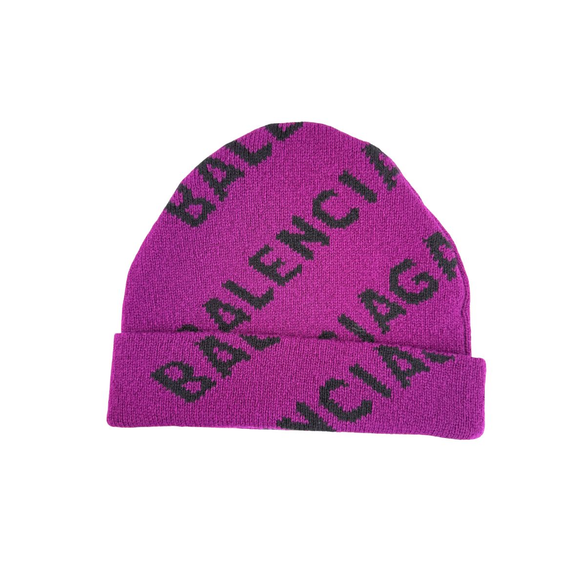 Balenciaga All Over Logo Knit Pink Black Beanie Hat