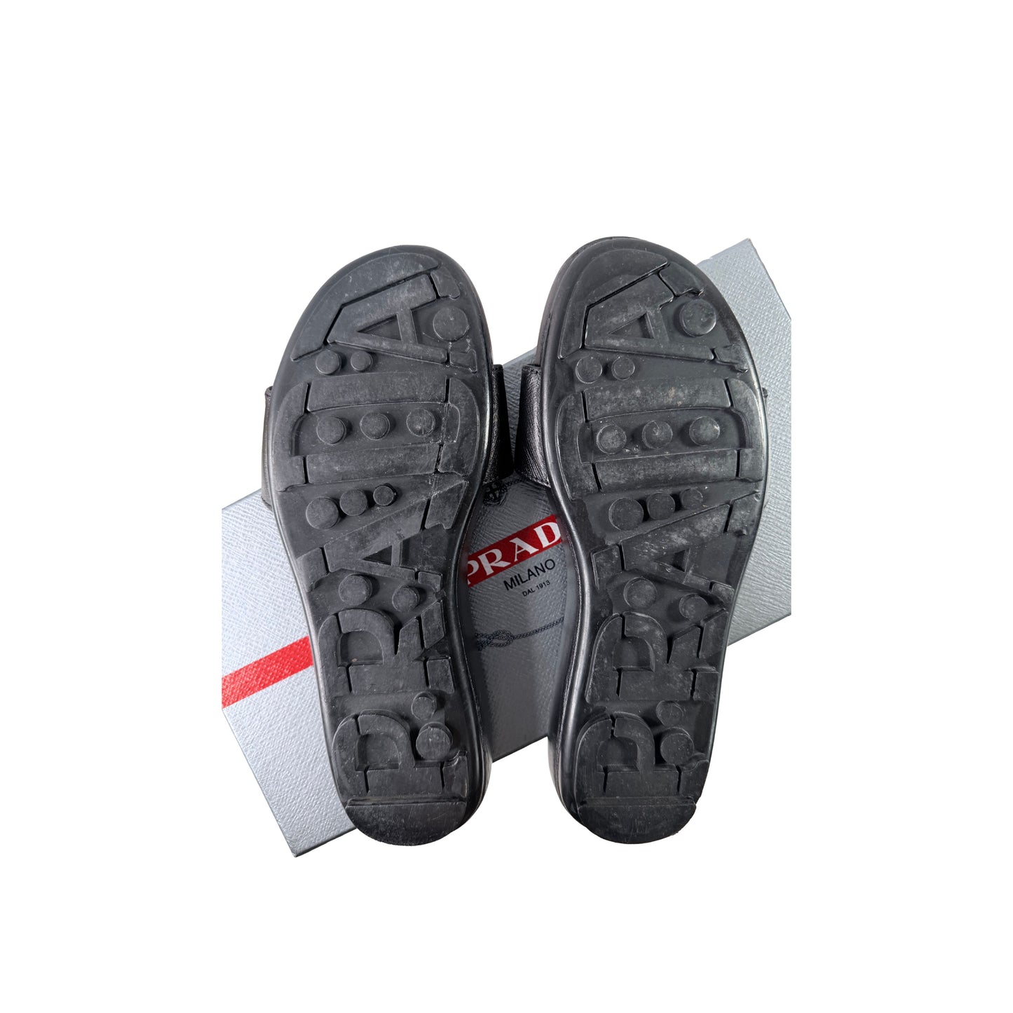 Prada Saffiano Leather Black Slide Sandals