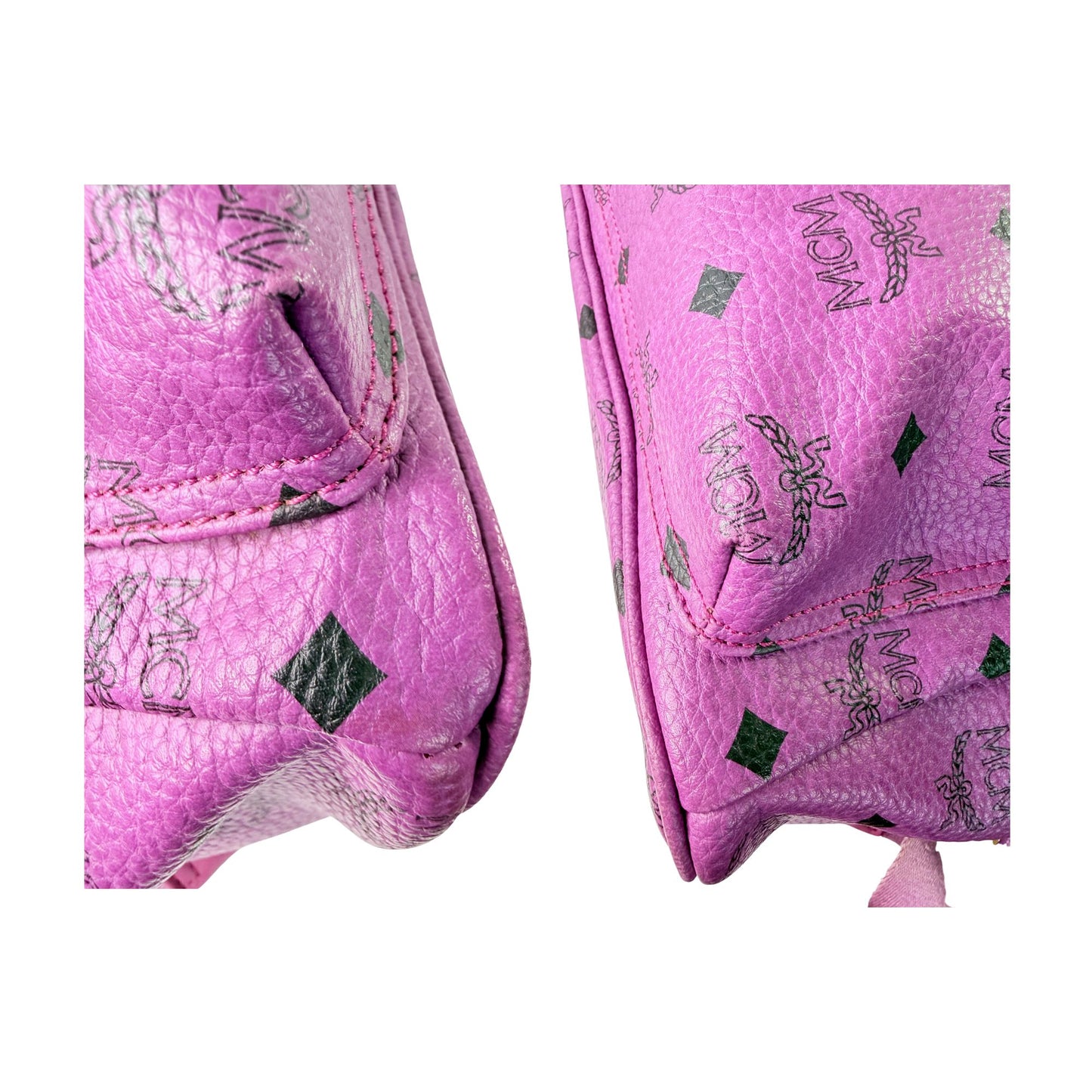 MCM Stark Visetos Purple Leather Backpack