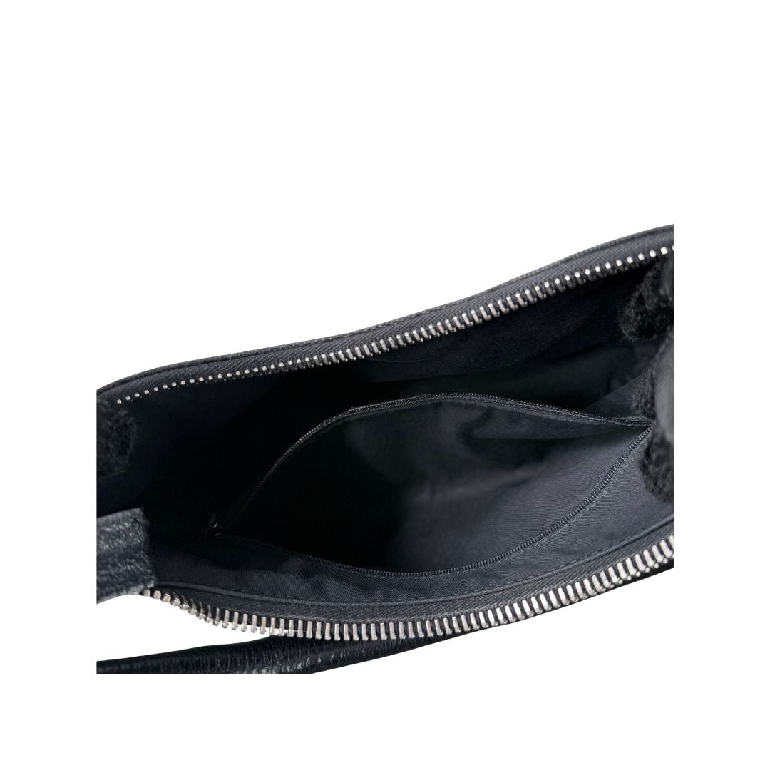 Gucci GG Canvas Leather Black Hobo Shoulder Bag