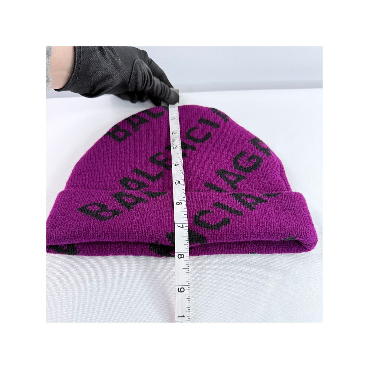 Balenciaga All Over Logo Knit Pink Black Beanie Hat