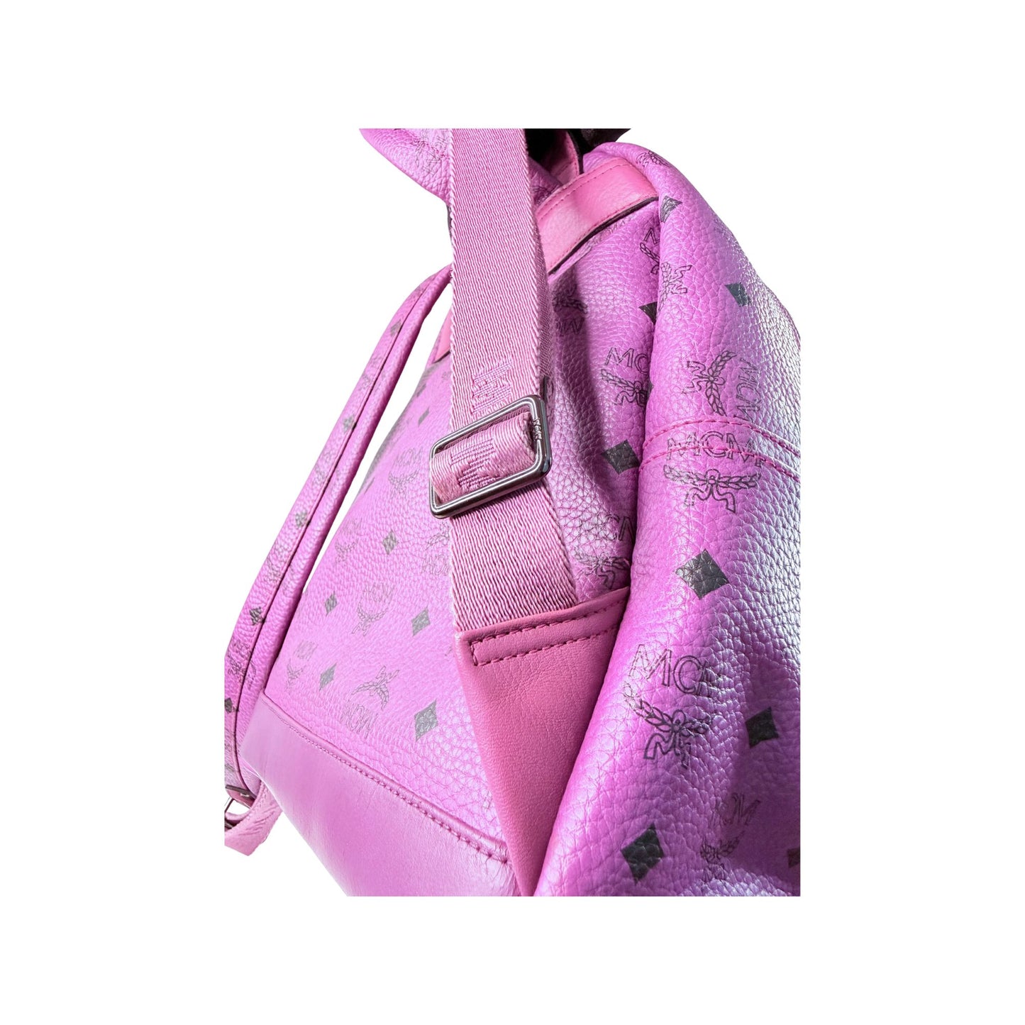 MCM Stark Visetos Purple Leather Backpack