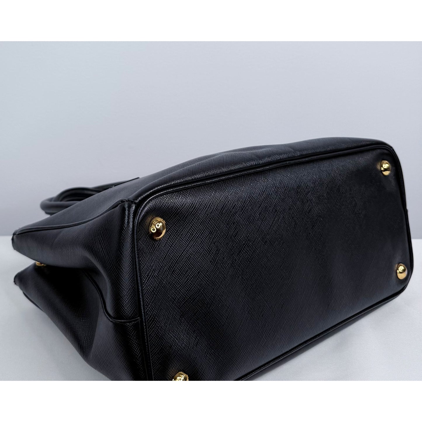 Prada Black Saffiano Leather Small Double Zip Galleria Tote w/ Strap