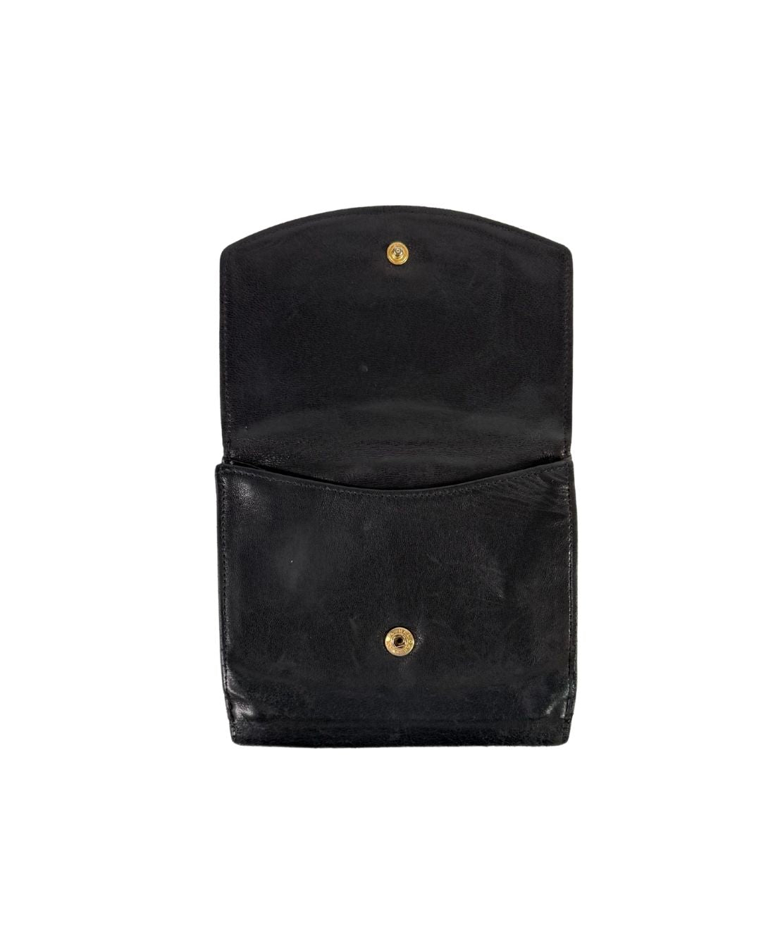 Chanel Vintage CC Black Lambskin Leather Compact Wallet