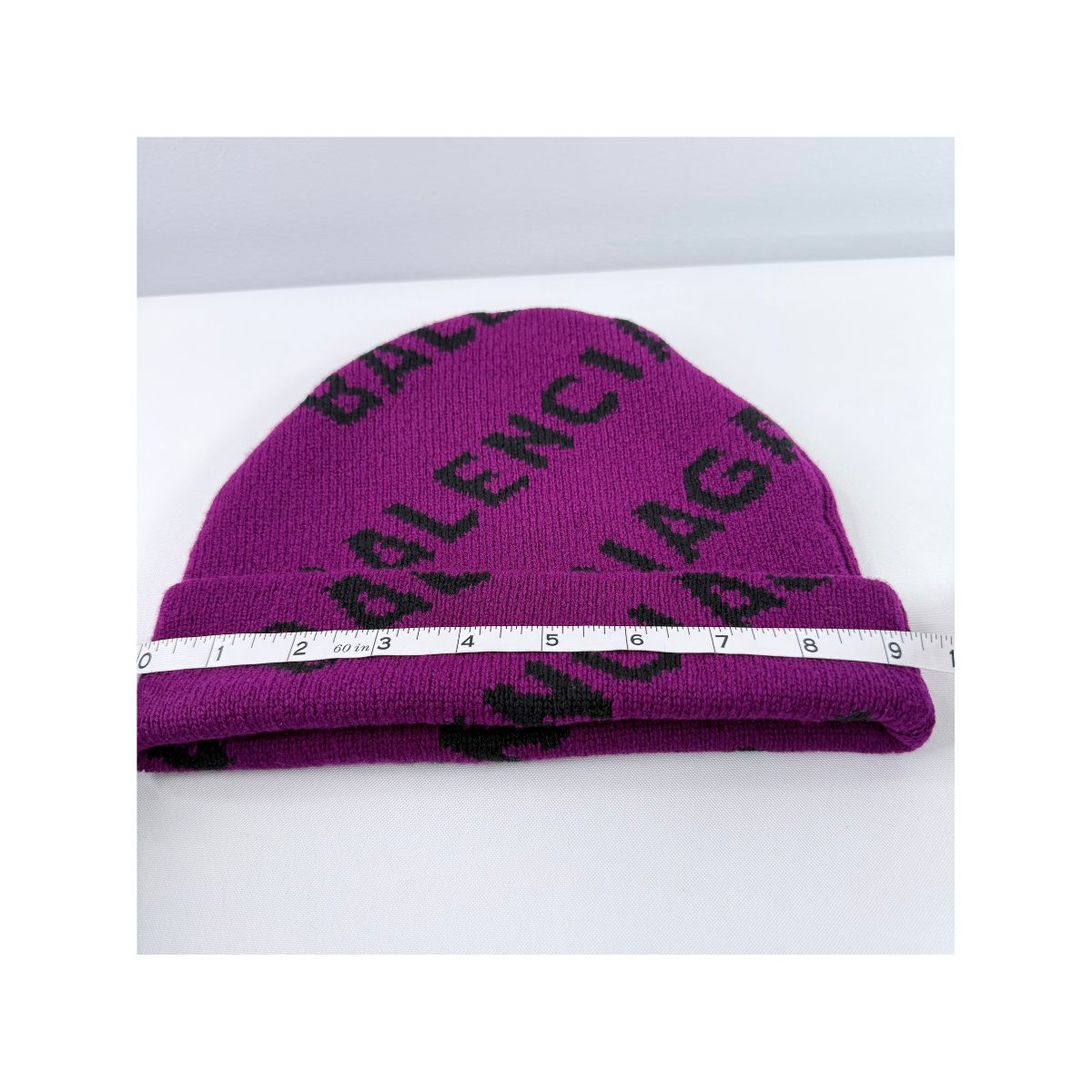 Balenciaga All Over Logo Knit Pink Black Beanie Hat