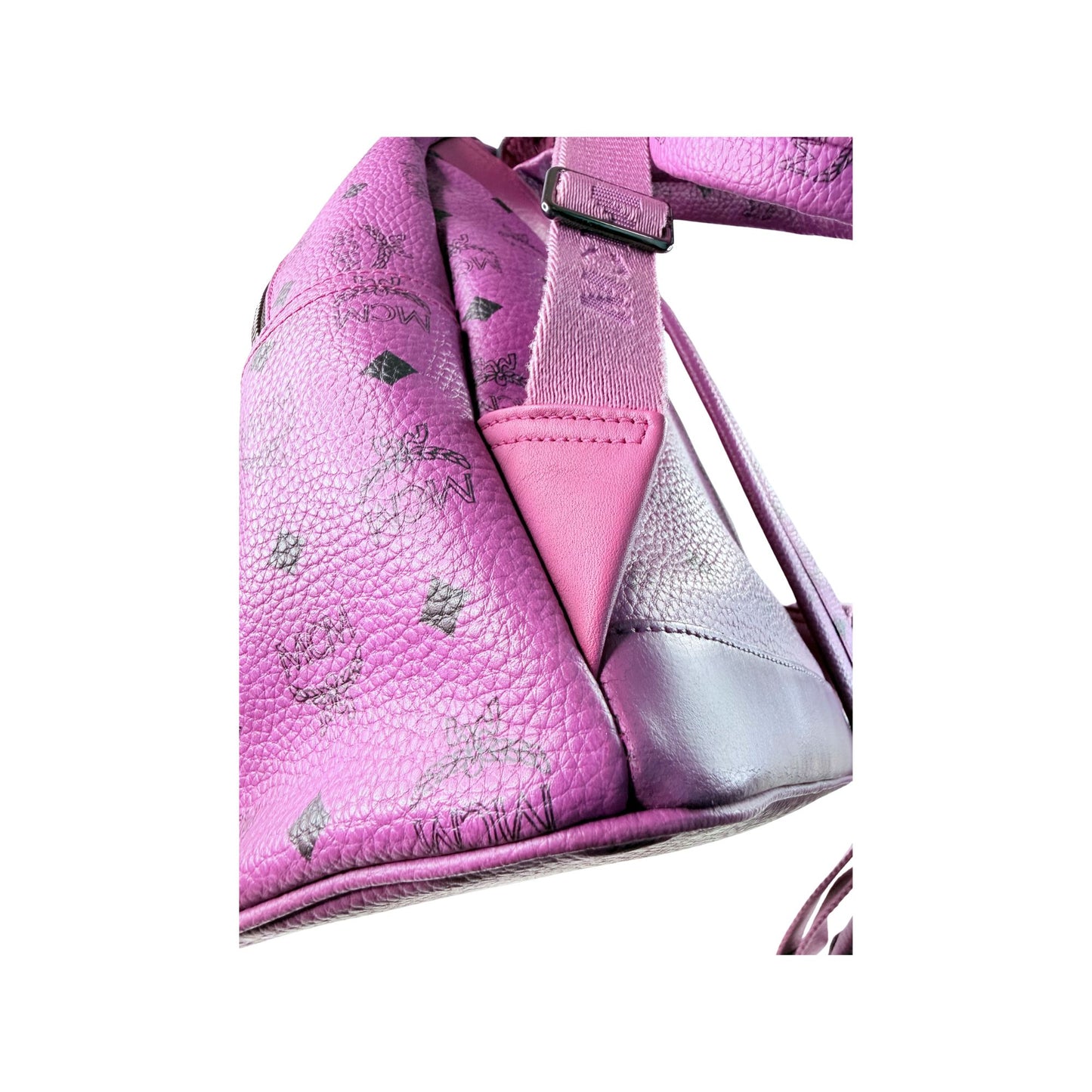 MCM Stark Visetos Purple Leather Backpack