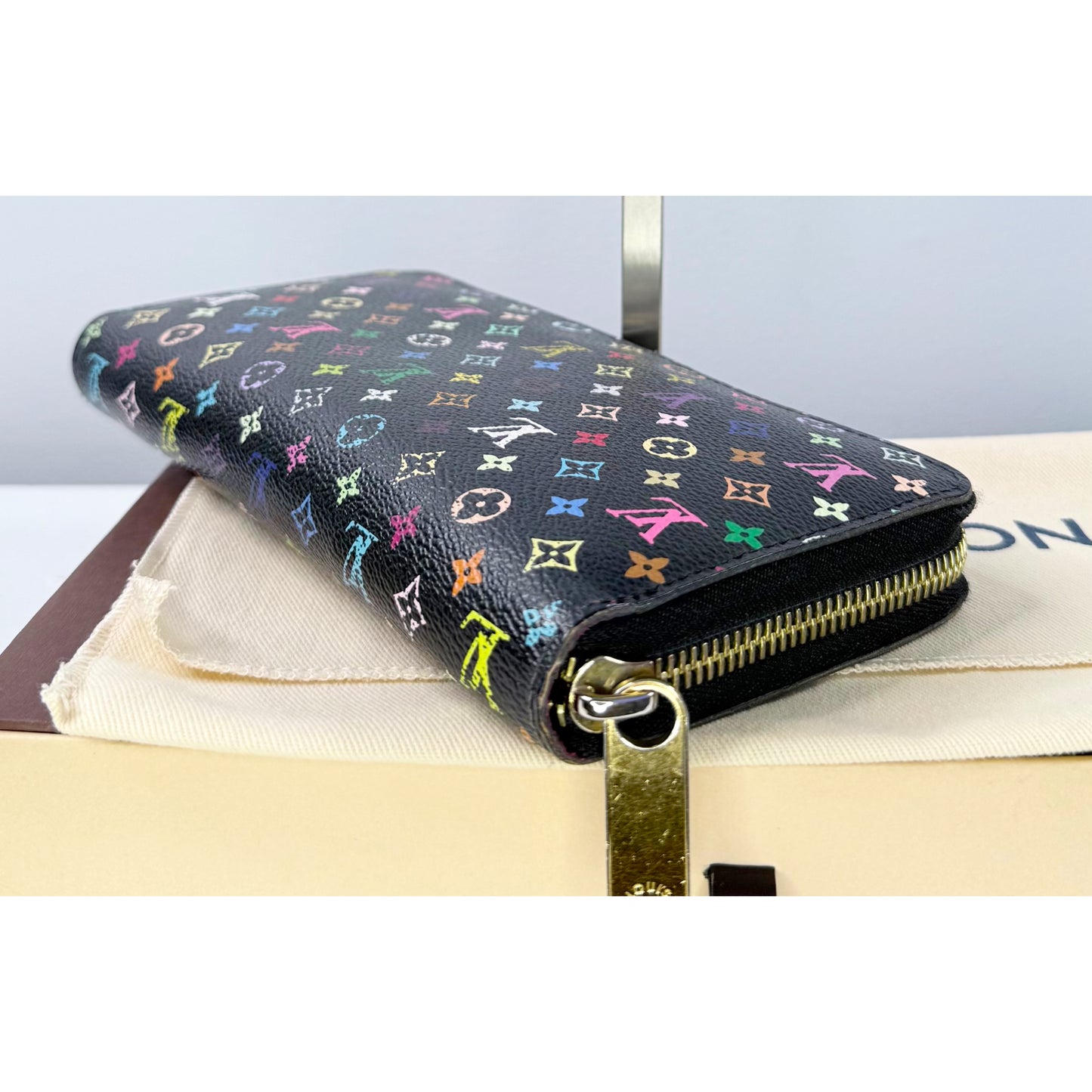Louis Vuitton Monogram Black Multicolore Zippy Wallet