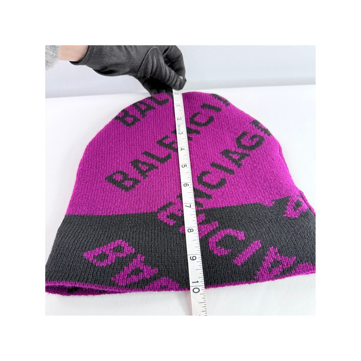 Balenciaga All Over Logo Knit Pink Black Beanie Hat