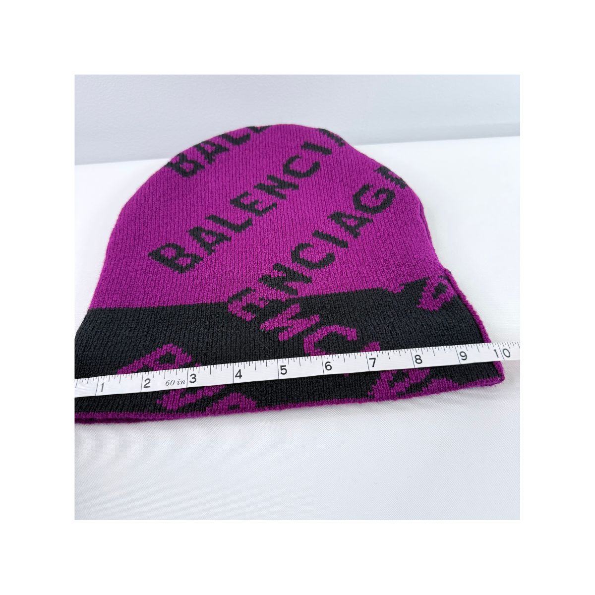 Balenciaga All Over Logo Knit Pink Black Beanie Hat