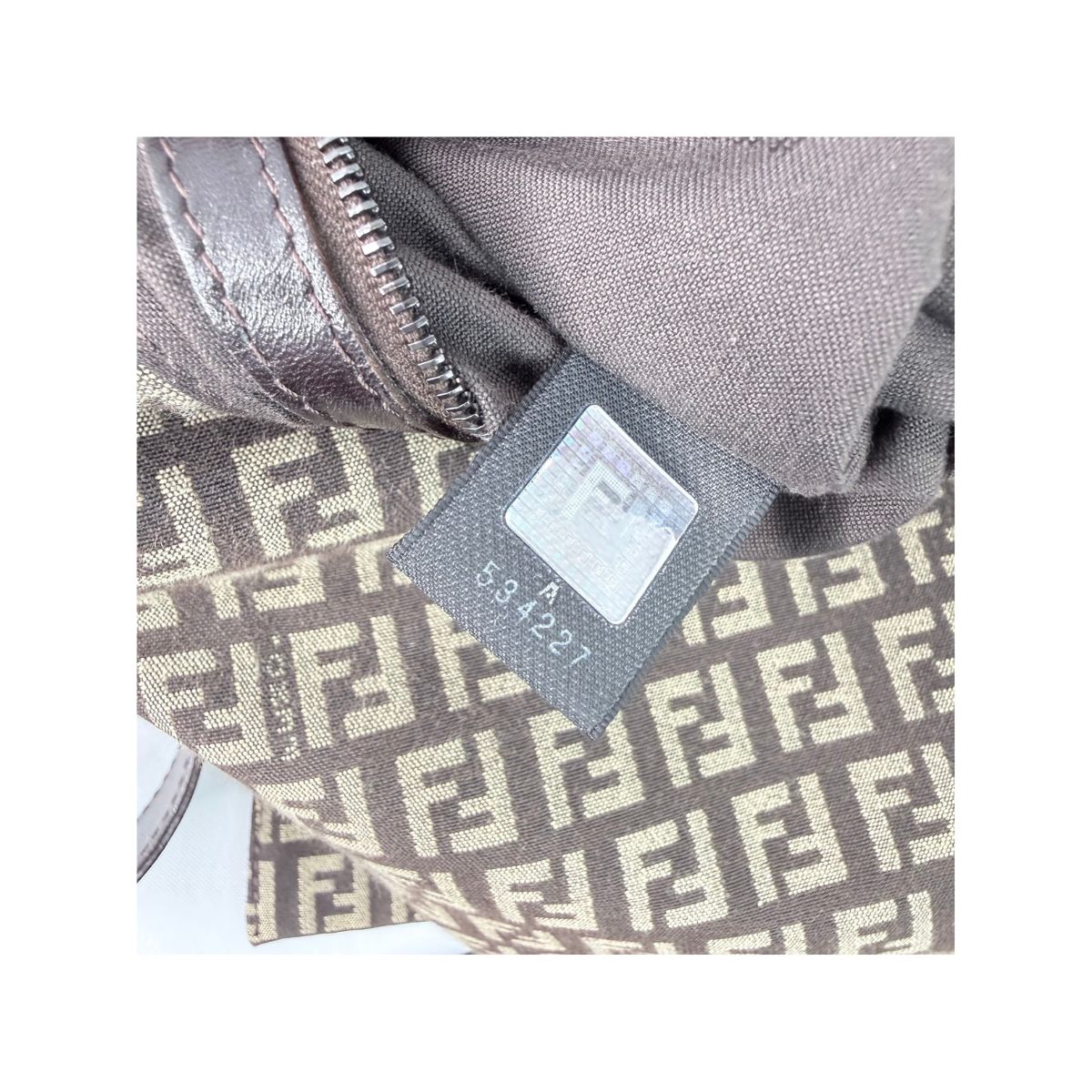 Fendi Zucca Baguette Shoulder Bag Brown FF Logo