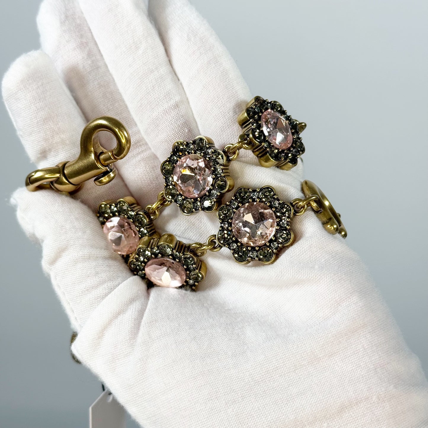 Coach Short Jewelry Chain Strap In Brass/Pink Multi CAU47 NWT