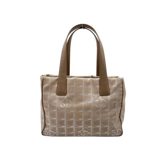 Chanel New Travel Line PM Tote Nylon Leather Beige