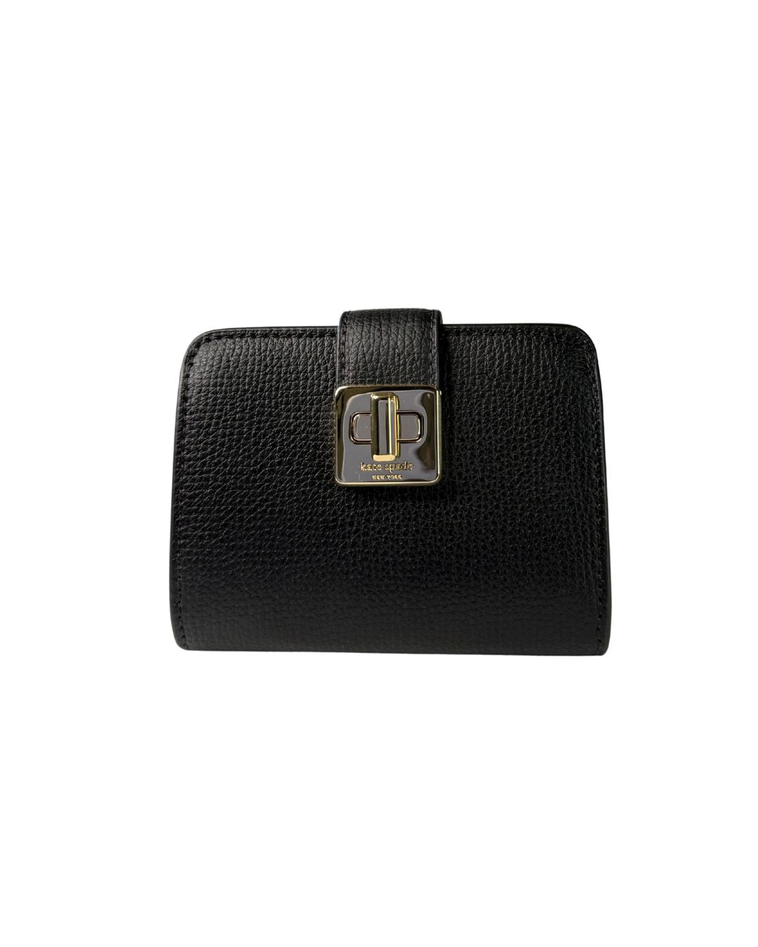 NWT Kate Spade Phoebe Refined Grain Leather Turnlock Wallet Black MSRP C$179 CAD / US$149