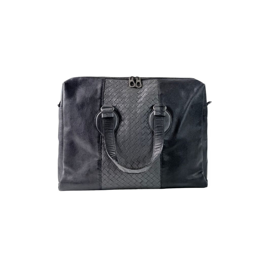 Bottega Veneta Intrecciato Leather Black Briefcase
