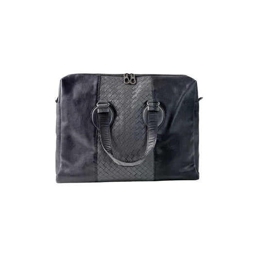 Bottega Veneta Intrecciato Leather Black Briefcase
