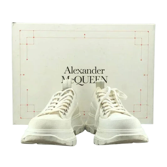 Alexander McQueen 611705 Tread Slick Canvas White Platform Sneakers EU 37