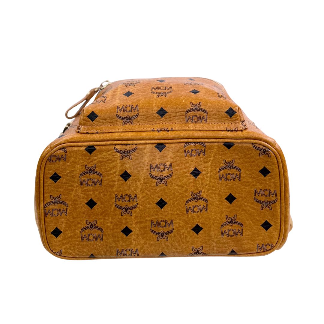 MCM Small Stark Side Studs Backpack in Visetos Cognac