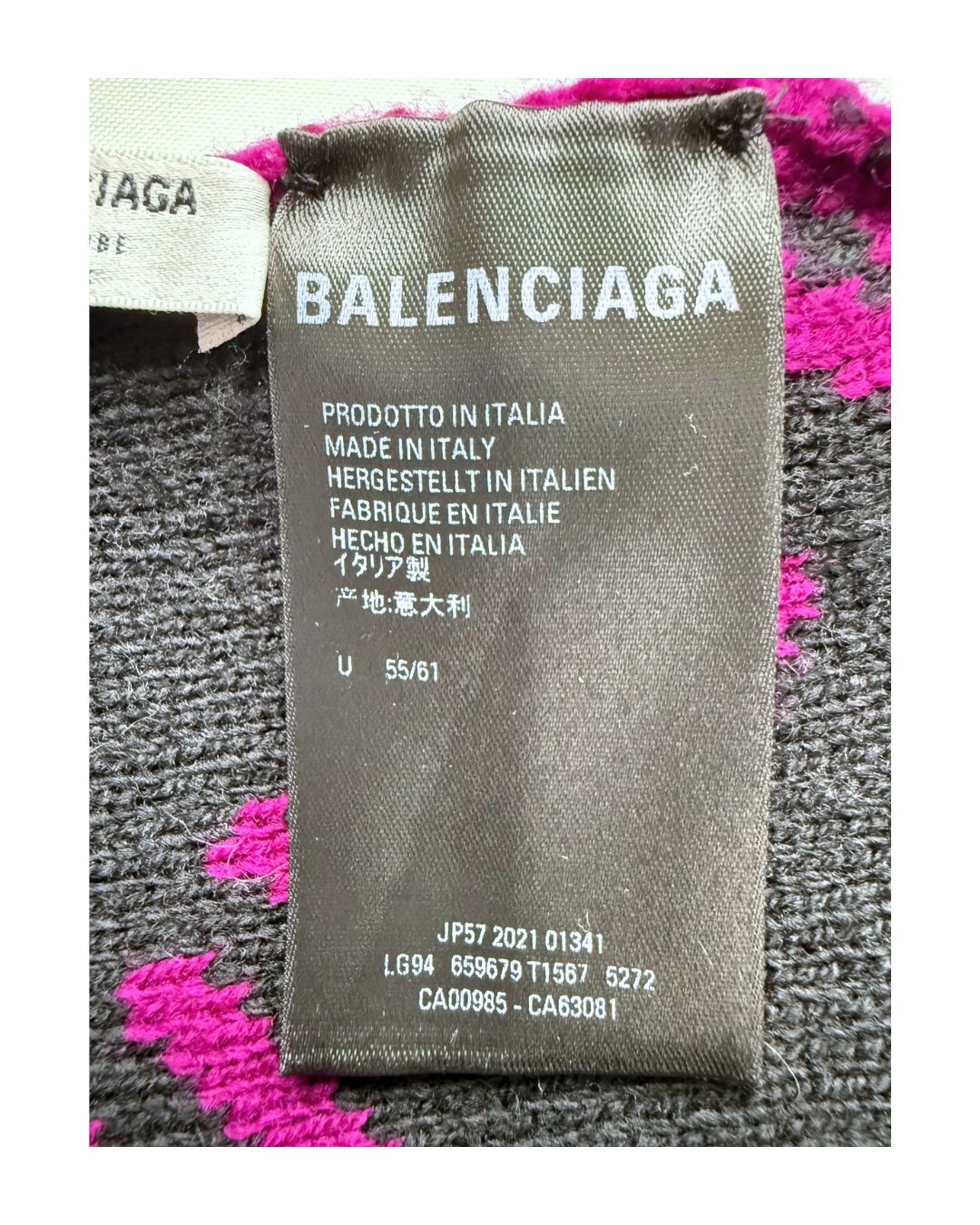 Balenciaga Wardrobe Allover Logo Fuchsia Pink Black Wool Knit Beanie