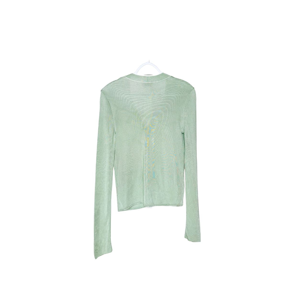 Prada Sheer Viscose Knit Cardigan Mint Green Lightweight Top