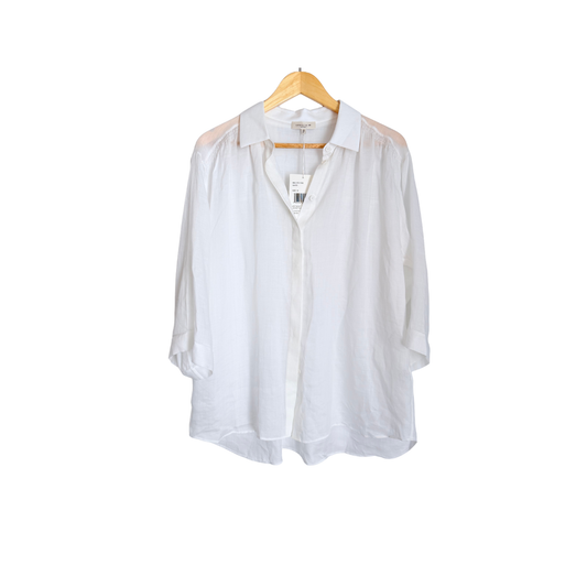 Lafayette 148 New York Nila White Ramie Lyocell Blouse