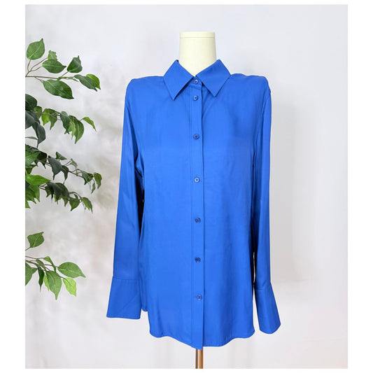 Helmut Lang Silk Viscose Blue Button-Up Shirt