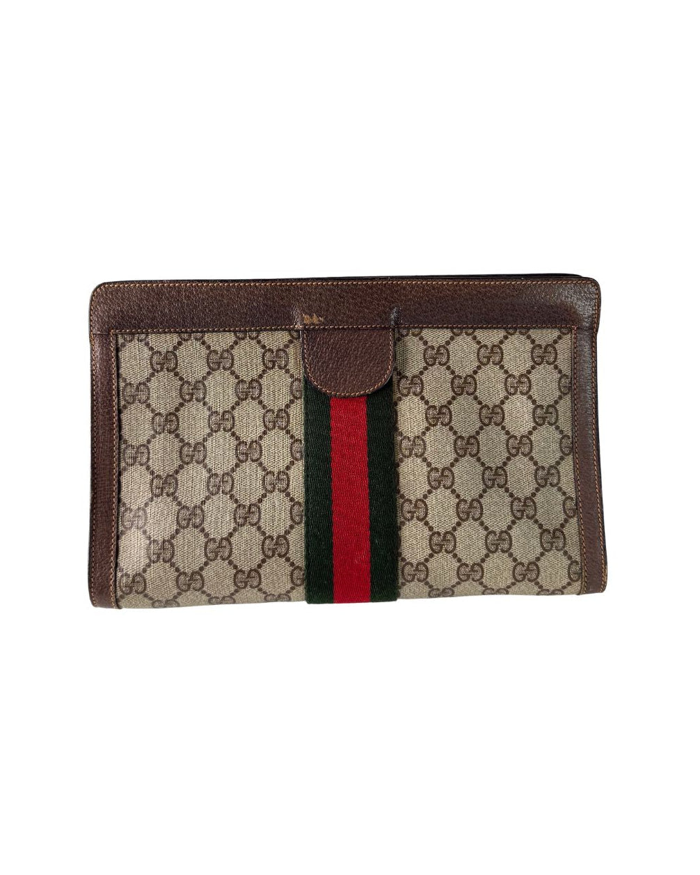 Gucci Vintage Accessory Collection GG Monogram Web Stripe Clutch