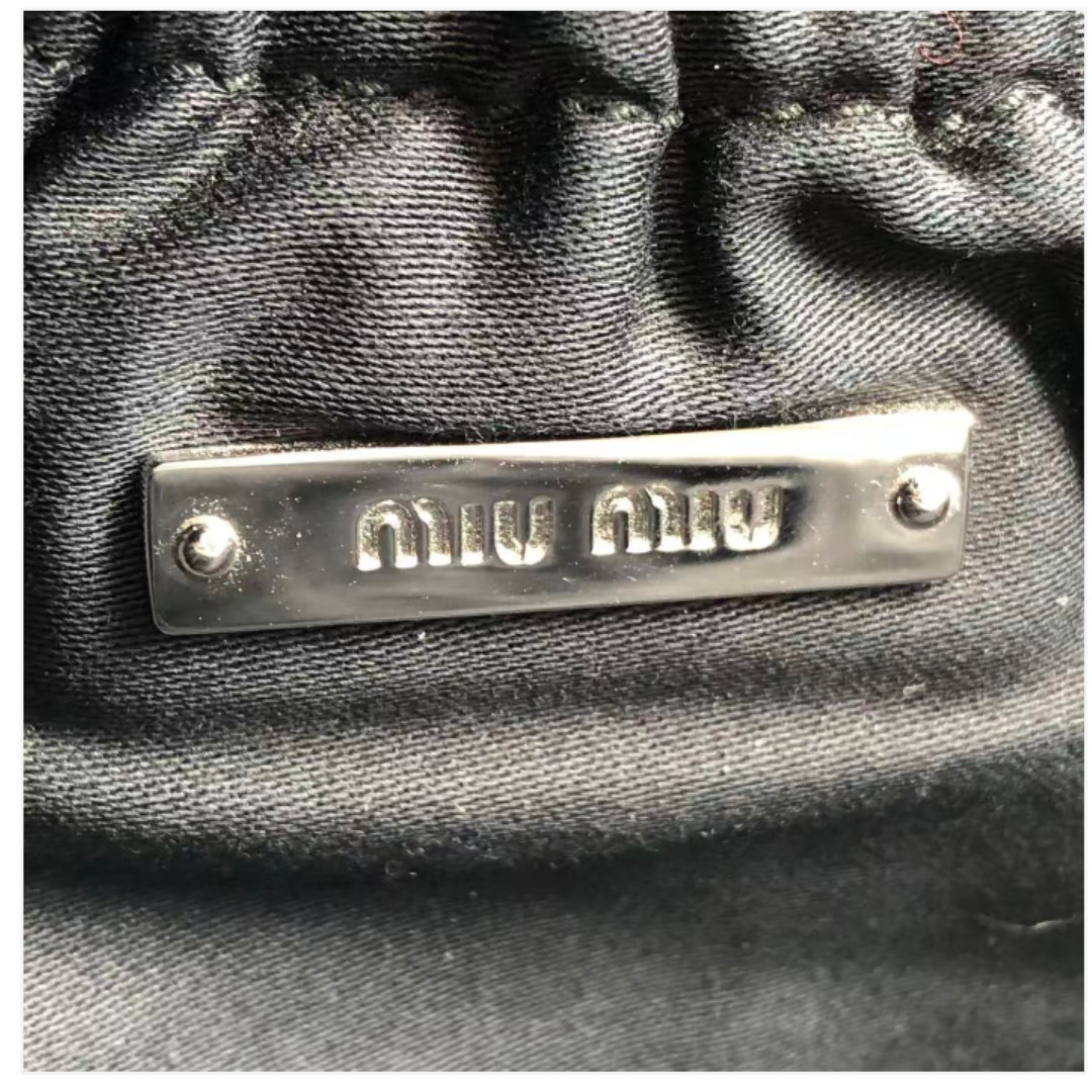 Miu Miu Black Crystal Cloquè Large Bag with Silver Hardware