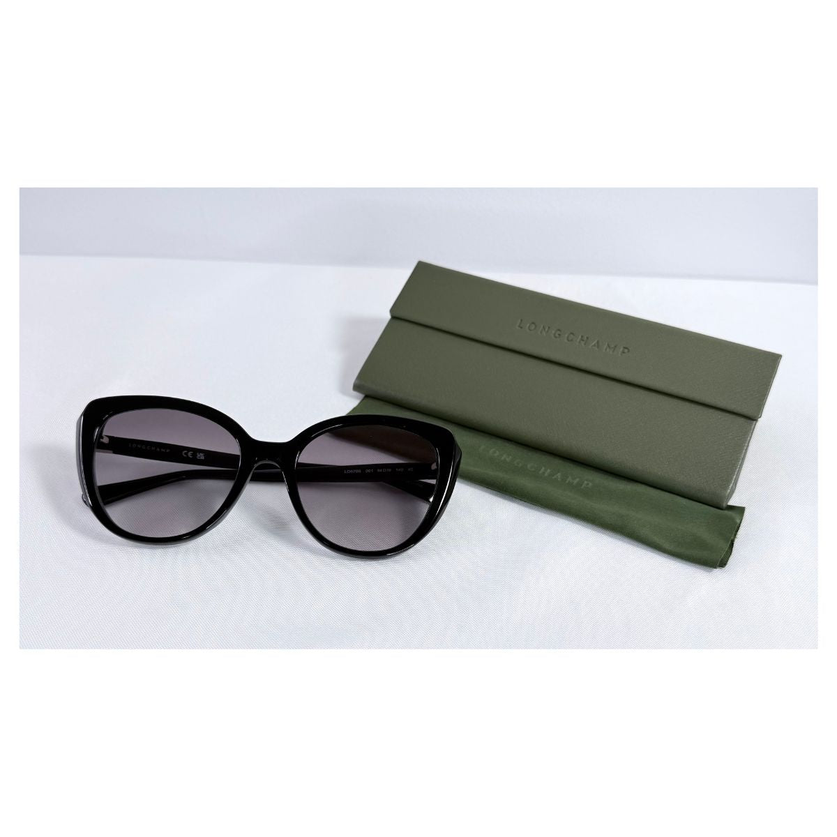 Longchamp Black Grey Gradient Cat Eye Sunglasses