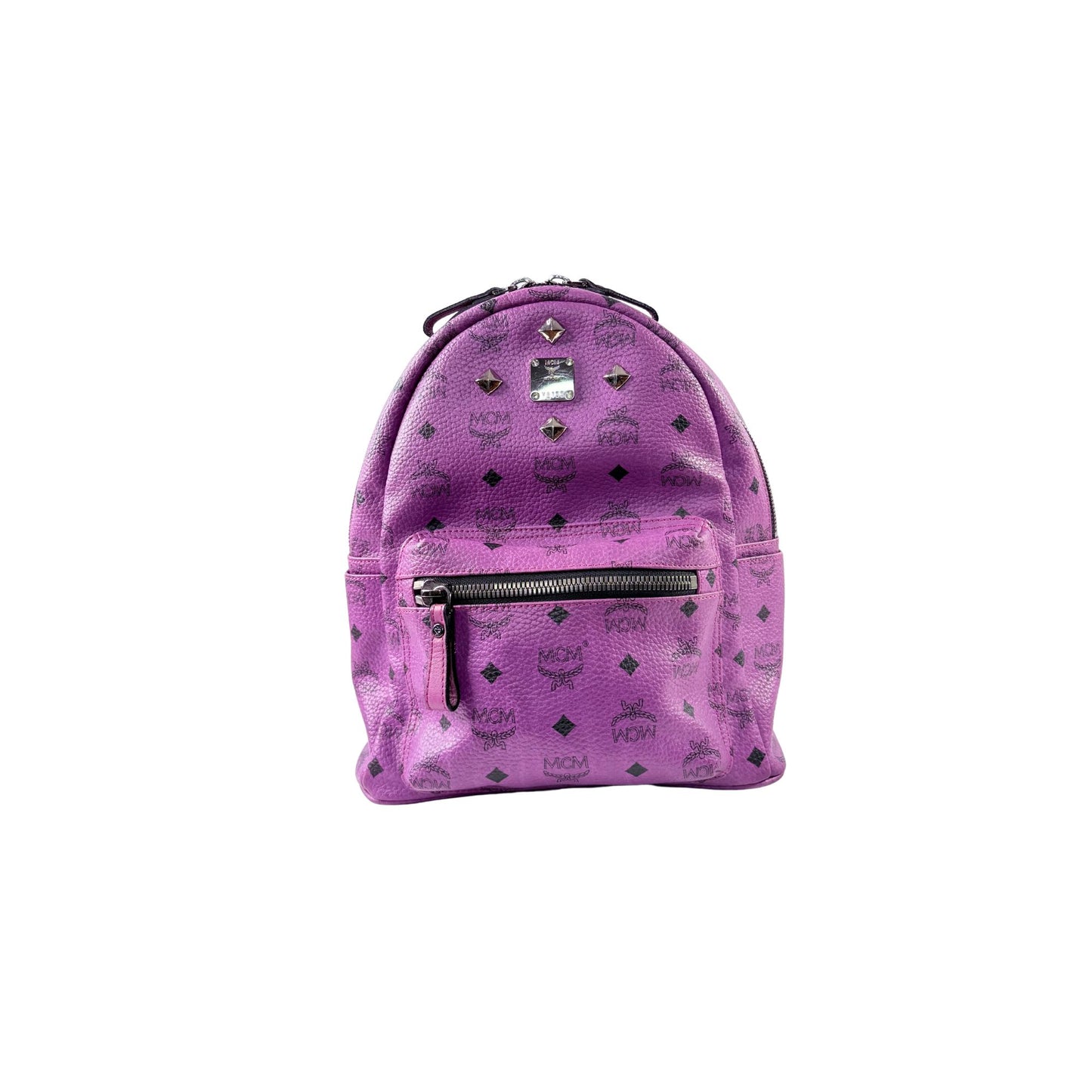 MCM Stark Visetos Purple Leather Backpack